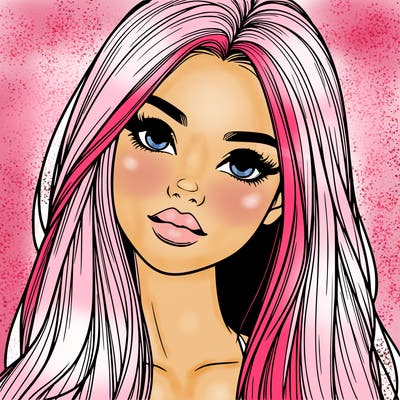 realistic teen girl with long hair and lips