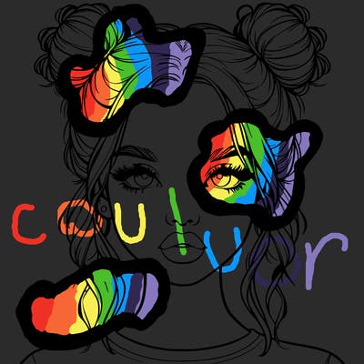 realistic girl with two buns in hair and lips