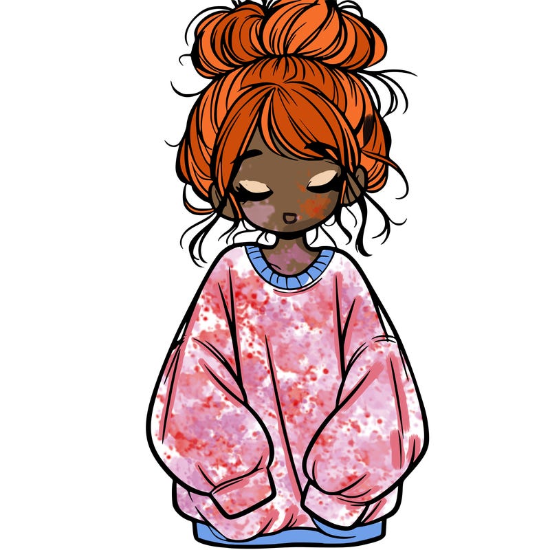 girl with baggy sweatshirt and messy bun