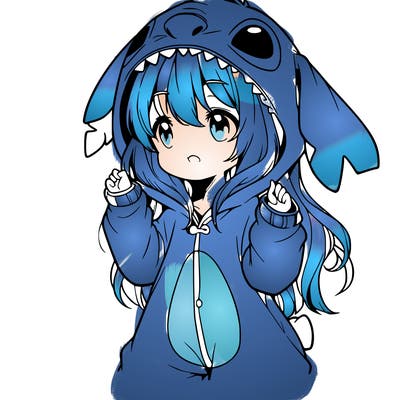 anime girl in a stitch onsie
