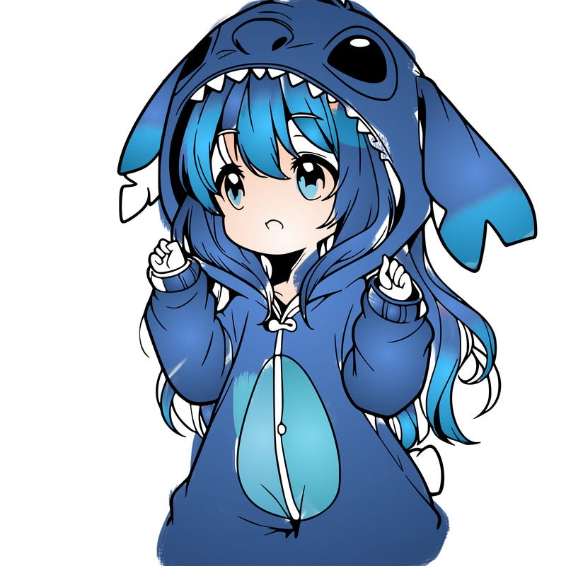anime girl in a stitch onsie