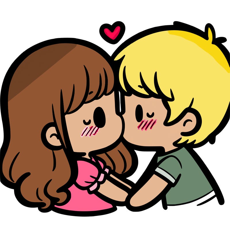 a girl and a boy kissing