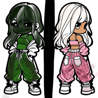 girl in crop top and baggy pants