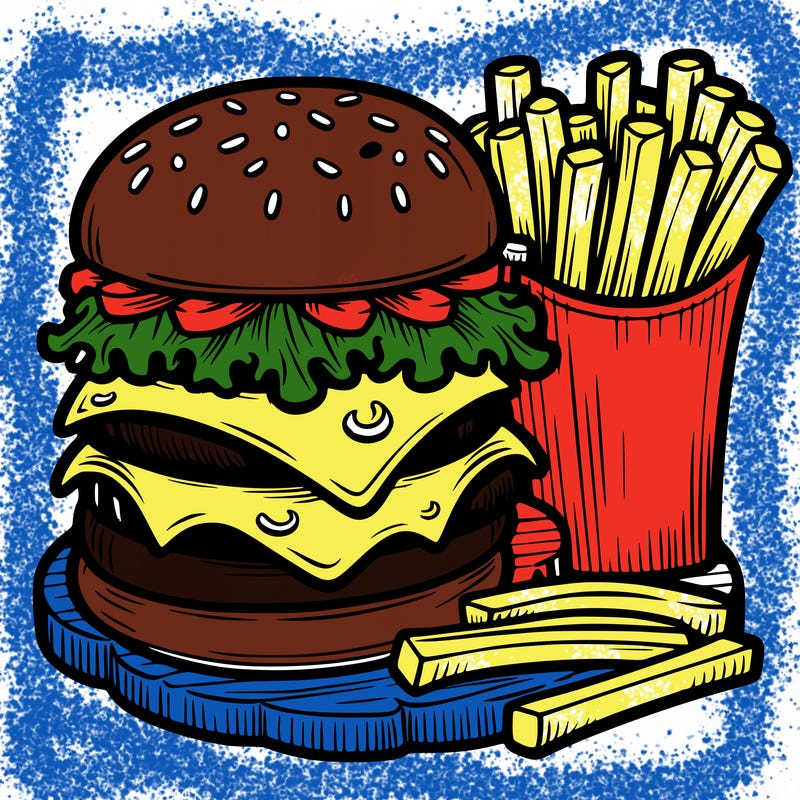 cheese burger and fries