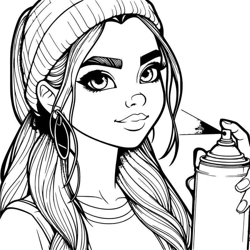 a realistic girl, spray painting