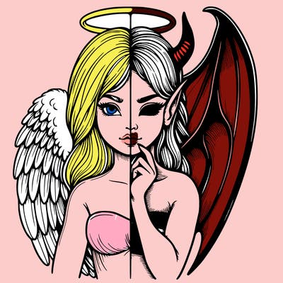 realistic angel half demon