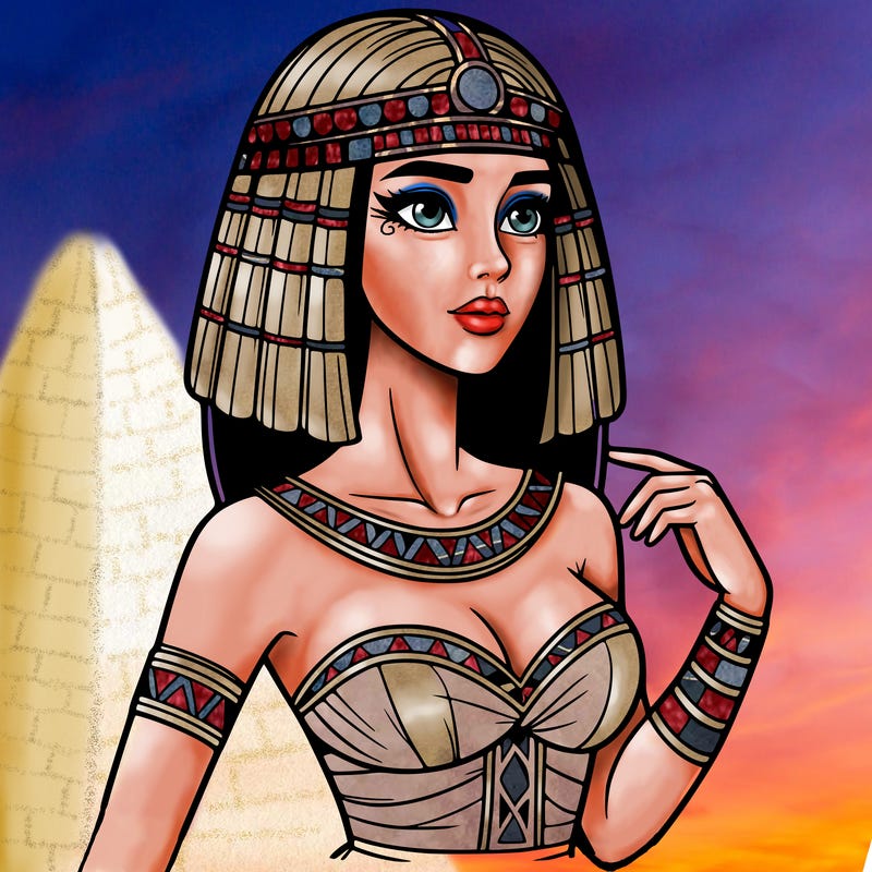realistic woman wearing a cleopatra costume