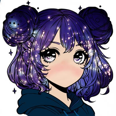 realistic anime girl with space buns