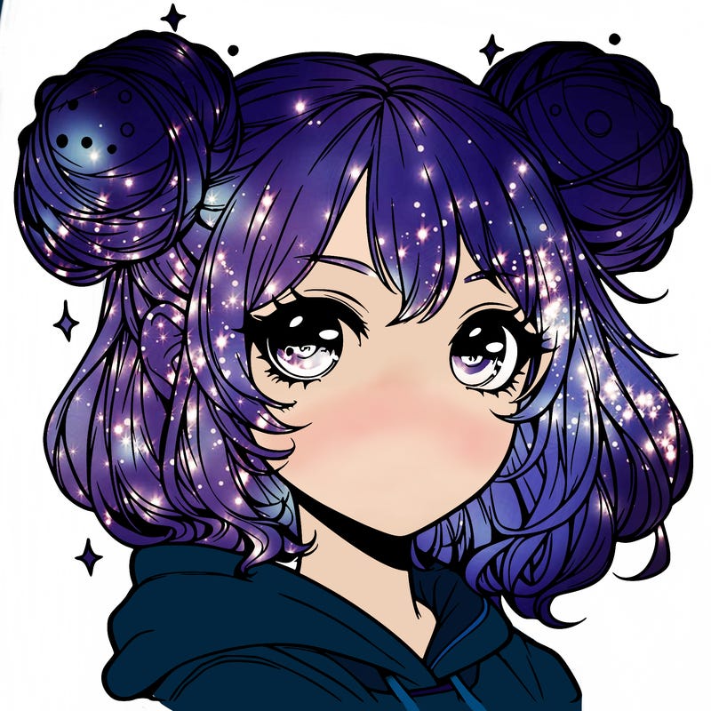 realistic anime girl with space buns