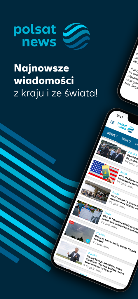 Polsat News - Polsat News mobile app interface showing a feed of the latest Polish and international news articles