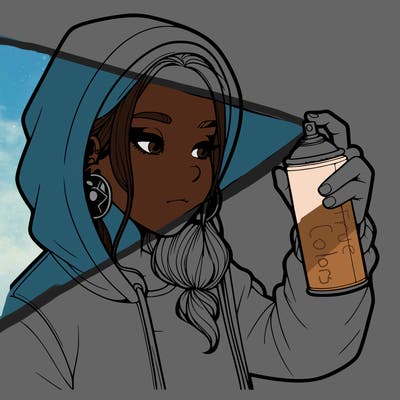 a realistic girl, spray painting