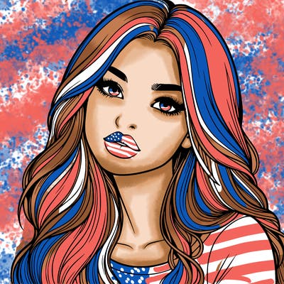realistic girl with hair on her hair and lips