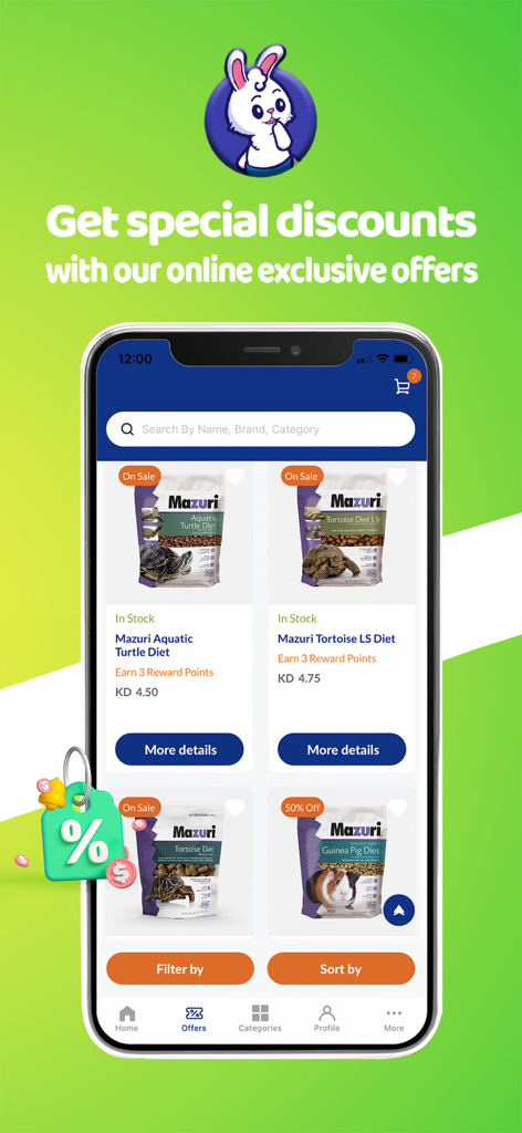 Petzone - Petzone mobile app interface showing exclusive online offers and discounts on pet food products.