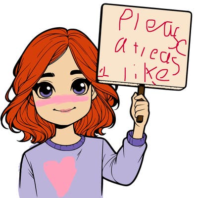 realistic girl holding up a sign