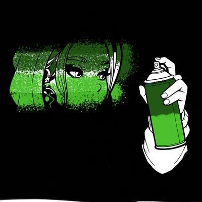 a realistic girl, spray painting