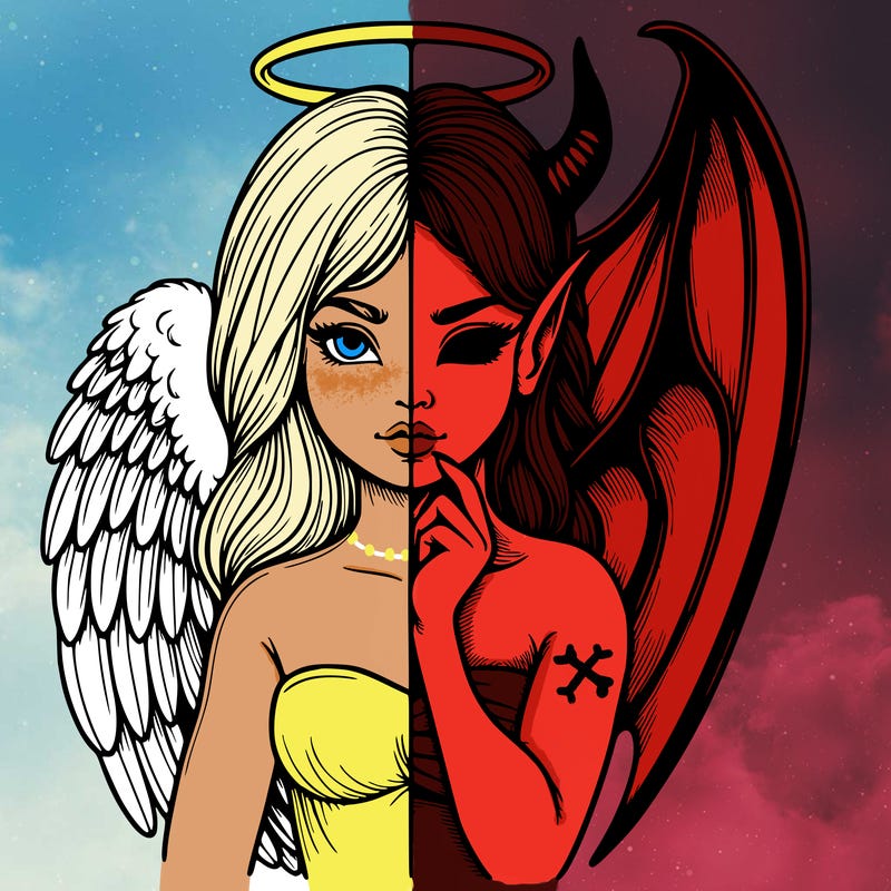 realistic angel half demon