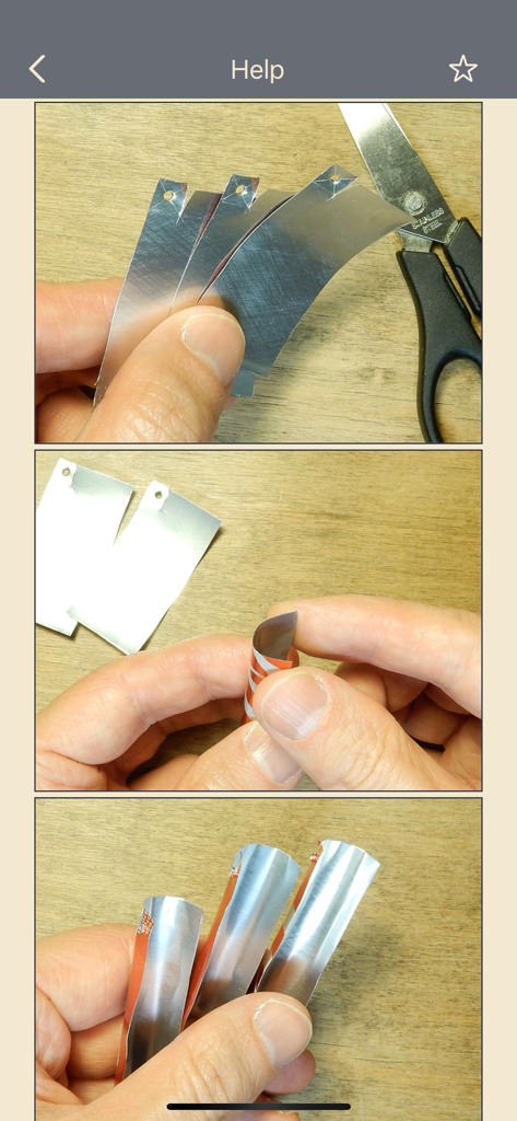 Step by step instructional photos for creating wind meter blades from metal strips