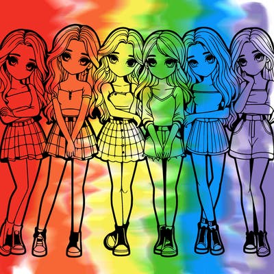 a group of girls realistic