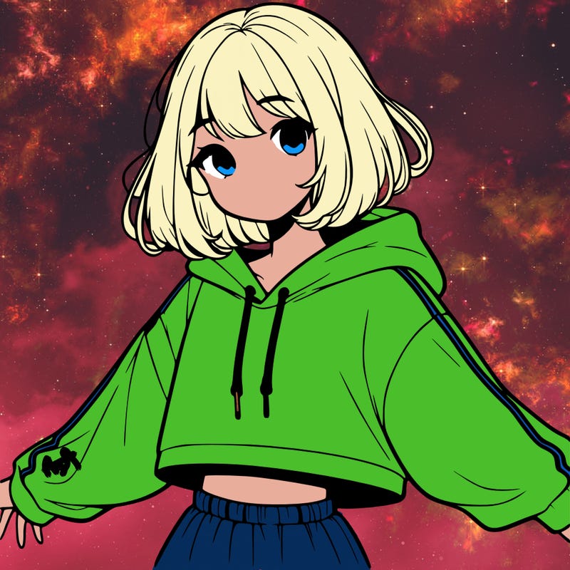 cute realistic girl in crop top with unzipped hoodie