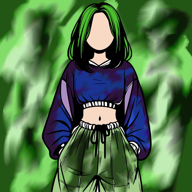 realistic girl faceless with baggy pants and a crop top