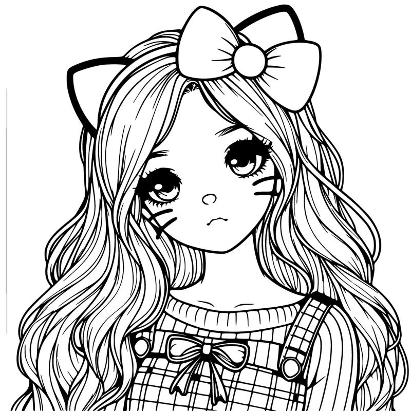 realistic girl with hello kitty ears and bow
