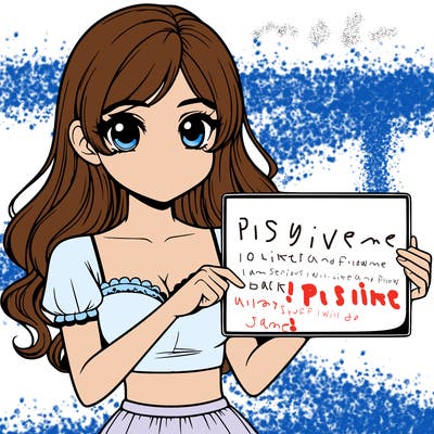 realistic pretty girl holding blank sign