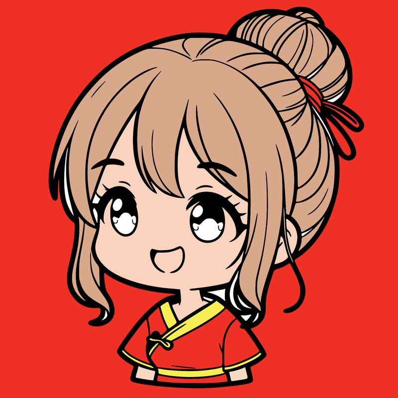 a kissy face girl with hair in a bun that’s all messy and cutie and she’s also chinese