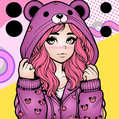 realistic girl in a animal pjs hoodie