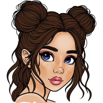 realistic girl with hair buns on her head