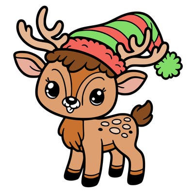christmas reindeer with santa hat