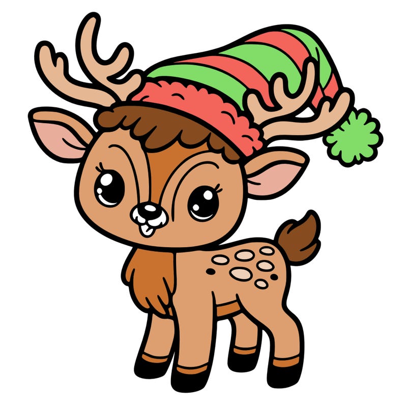 christmas reindeer with santa hat
