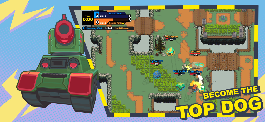 Panzerdogs - Top down gameplay of an online PVP tank battle in Panzerdogs