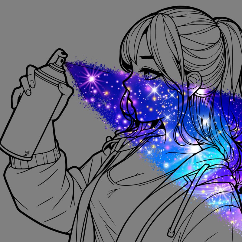 a realistic girl spray, painting