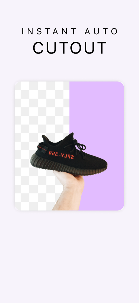 Eコマース製品写真用の黒いスニーカーから瞬時に自動で背景を削除