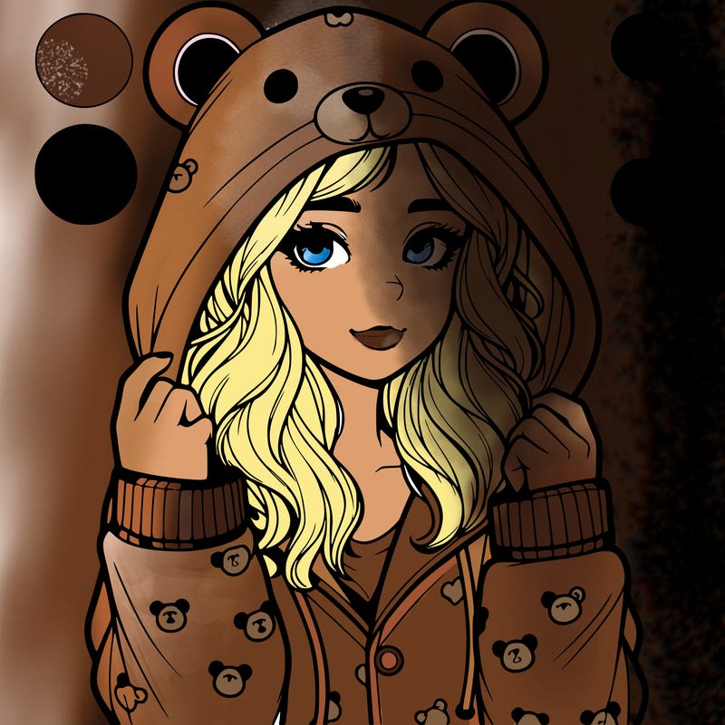 realistic girl in a animal pjs hoodie