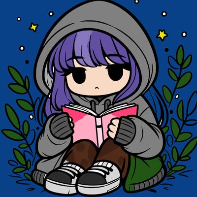 girl in oversized hoodie reading a book