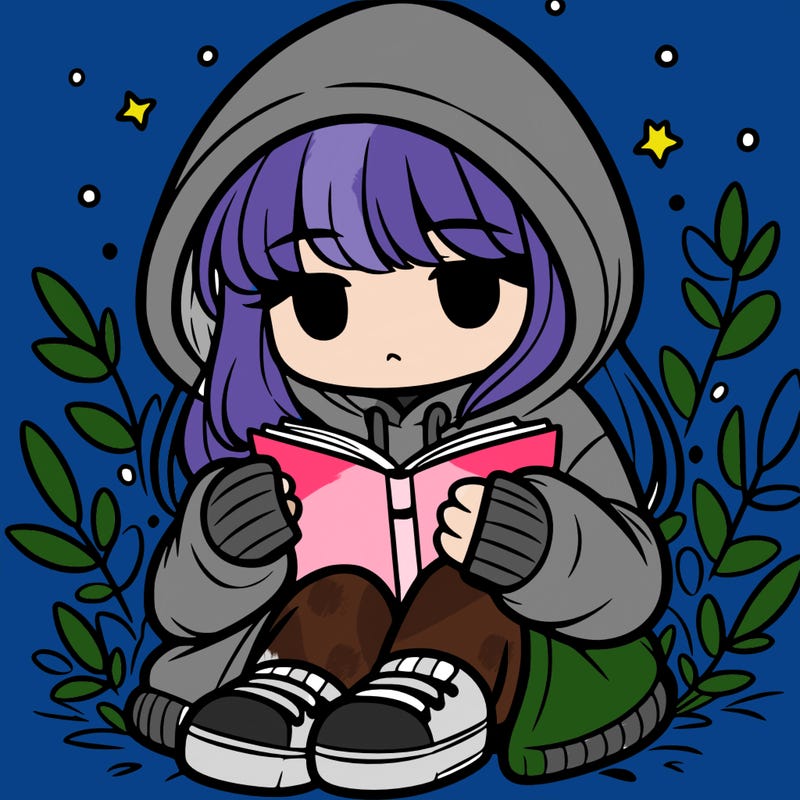 girl in oversized hoodie reading a book
