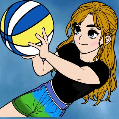 realistic girl playing basketball