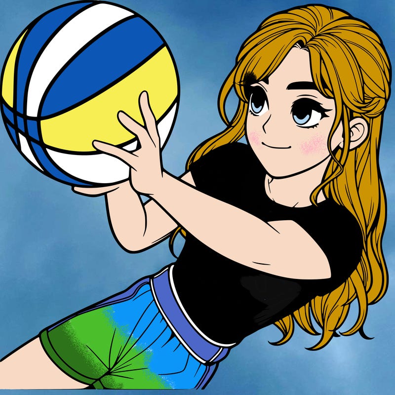 realistic girl playing basketball