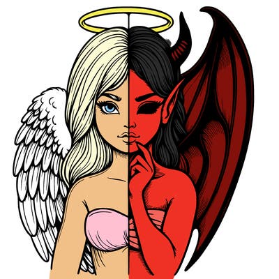 realistic angel half demon