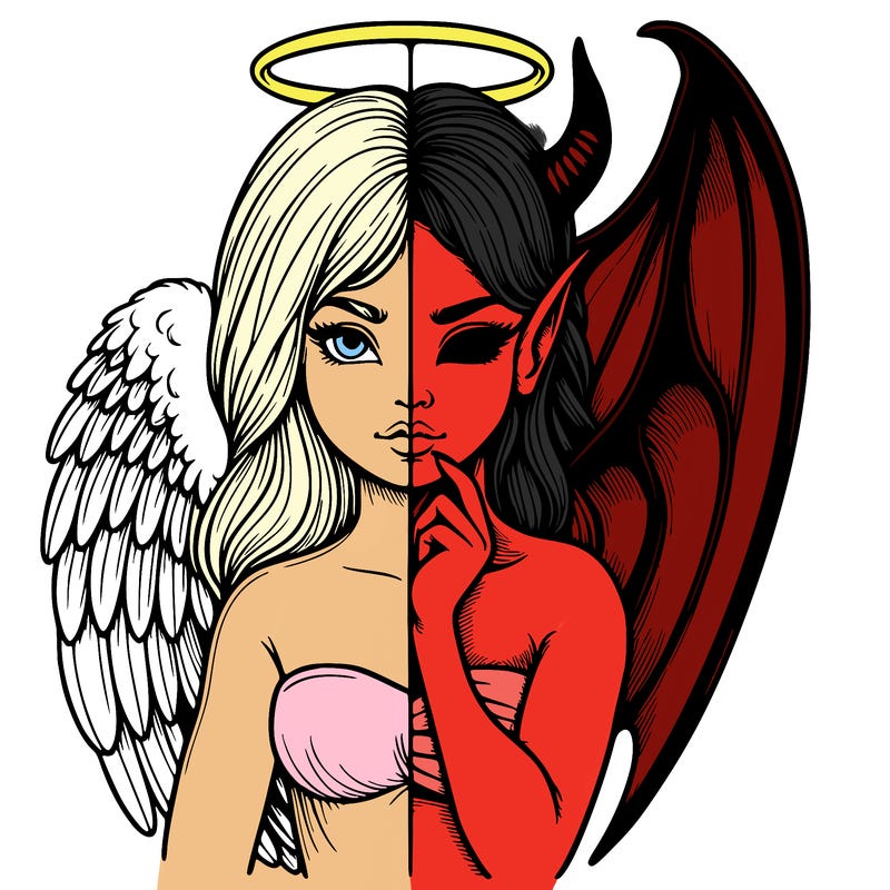 realistic angel half demon