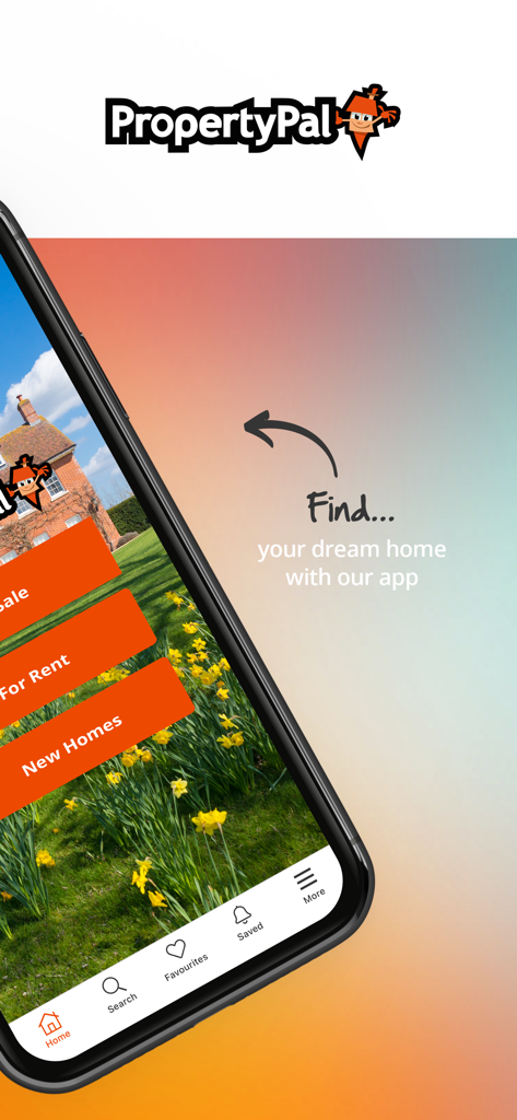 PropertyPal - PropertyPal mobile app home screen showing options for finding houses for sale and rent