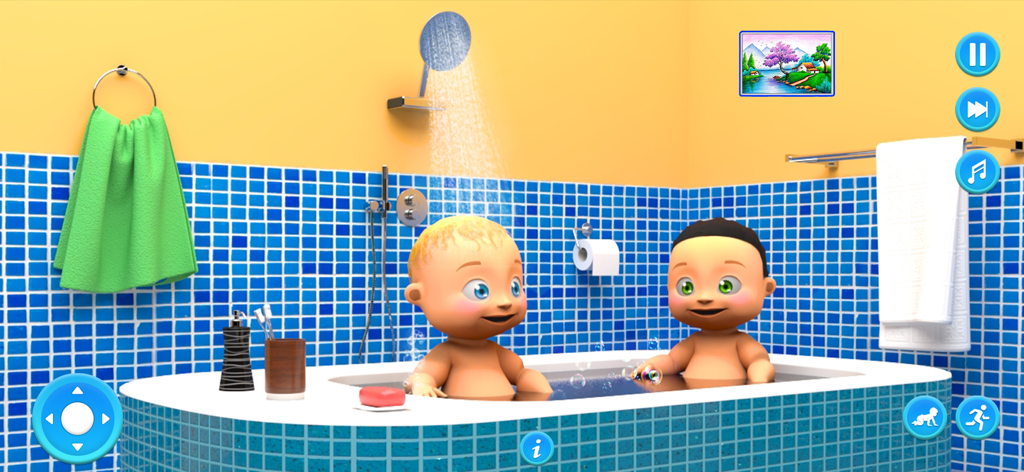 Twins Babysitter Sim:Baby Care - Two babies taking a bath in Twins Babysitter Sim Baby Care game