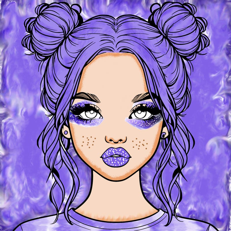 realistic girl with two buns in hair and lips