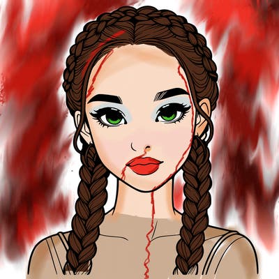 realistic girl with braids