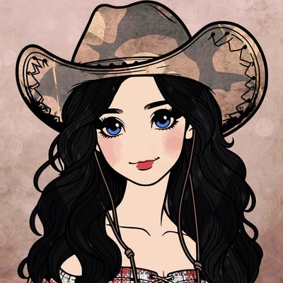 western realistic girl wearing cowboy hat