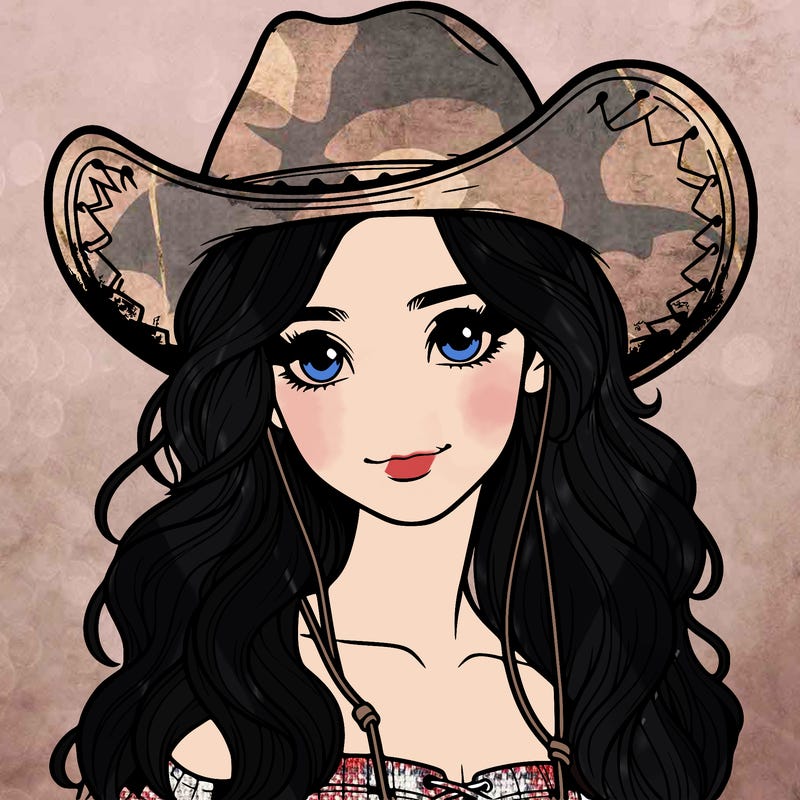 western realistic girl wearing cowboy hat