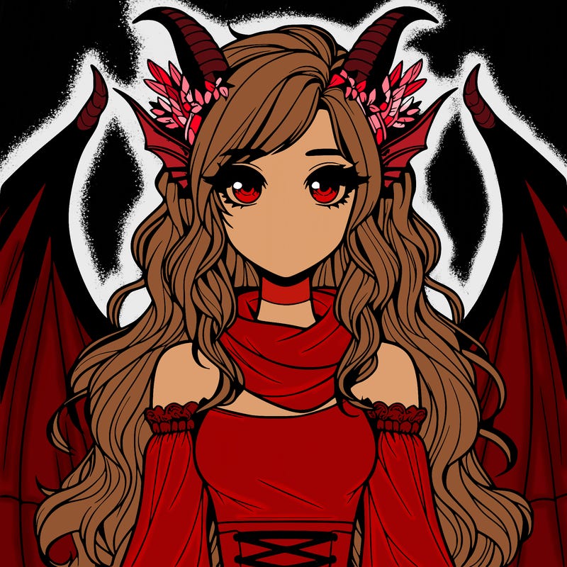 realistic girl with dragon wings horns and a tail