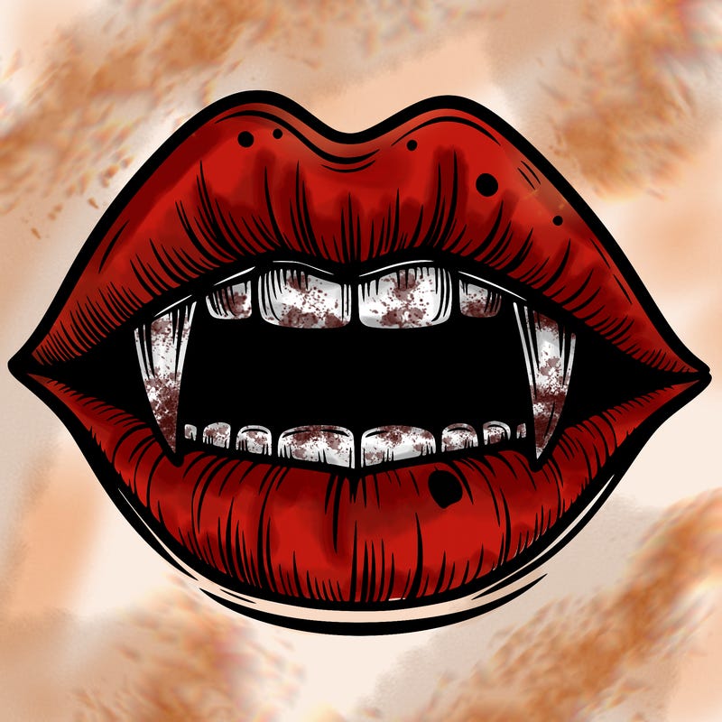 lips with vampire teeth