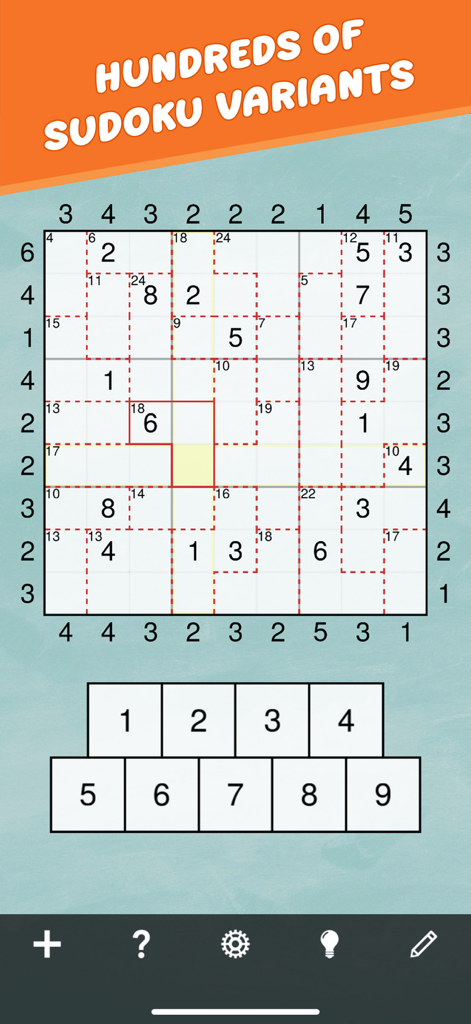 Sudoku Mega Bundle - Gameplay interface showing a complex Sudoku variant grid with numerical clues and controls